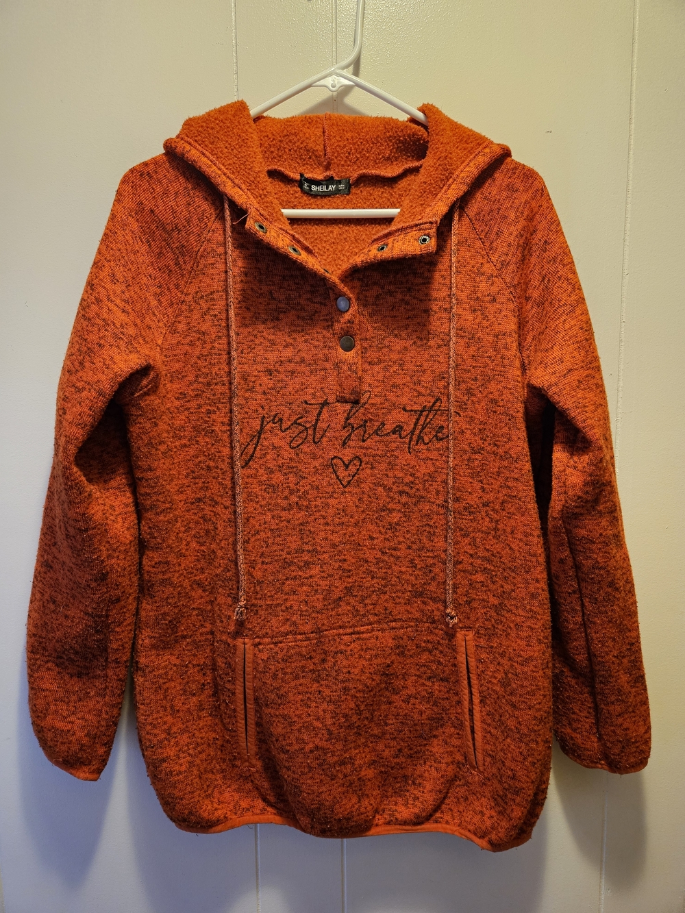 Sheilay | *Just Breathe* Orange Sherpa Hoodie Sweatshirt| Medium